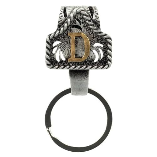 Western Cowboy Belt Key Holder Vintage Cow Tag Initial Keychain