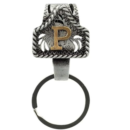 Western Cowboy Belt Key Holder Vintage Cow Tag Initial Keychain