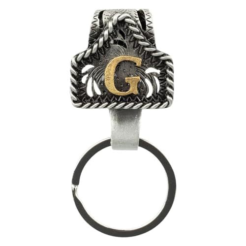 Western Cowboy Belt Key Holder Vintage Cow Tag Initial Keychain