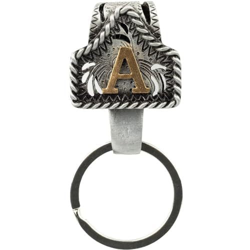Western Cowboy Belt Key Holder Vintage Cow Tag Initial Keychain