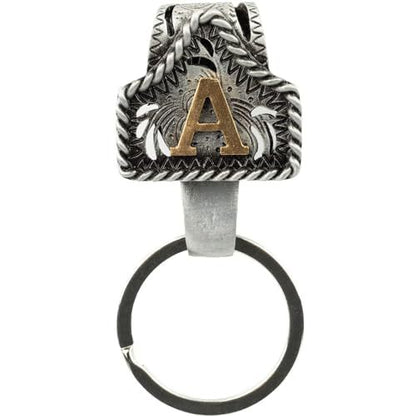 Western Cowboy Belt Key Holder Vintage Cow Tag Initial Keychain
