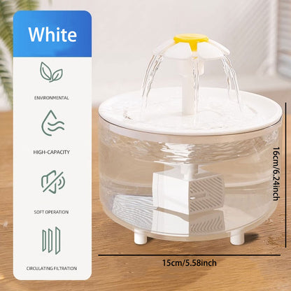 Anti-Dry-Burn Automatic Pet Water Fountain: Flowing Water Circulation & Multi-Layer Filtration