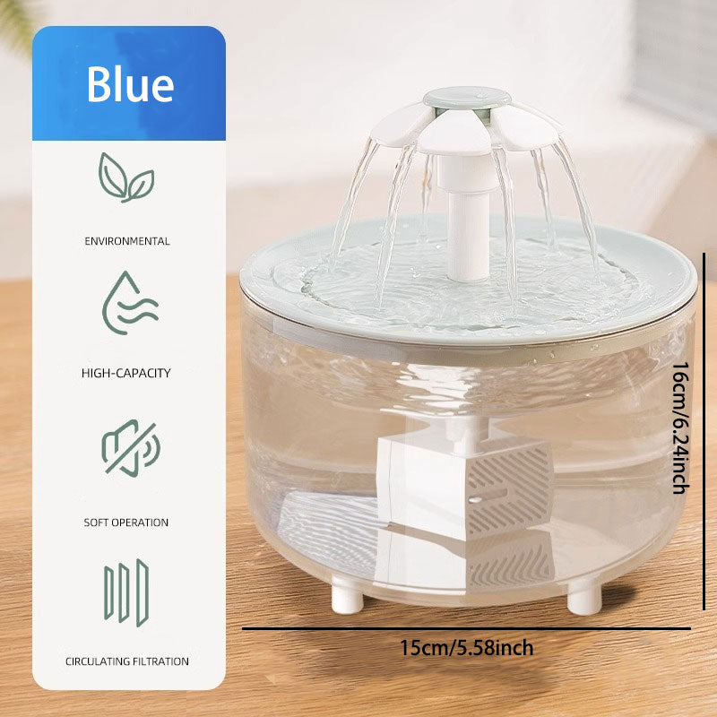Anti-Dry-Burn Automatic Pet Water Fountain: Flowing Water Circulation & Multi-Layer Filtration