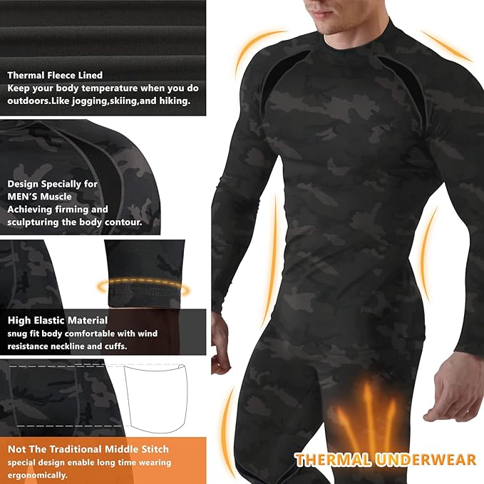 Men's Stretch Thermal Underwear Tactical Sports Shapewear Set - Terozi