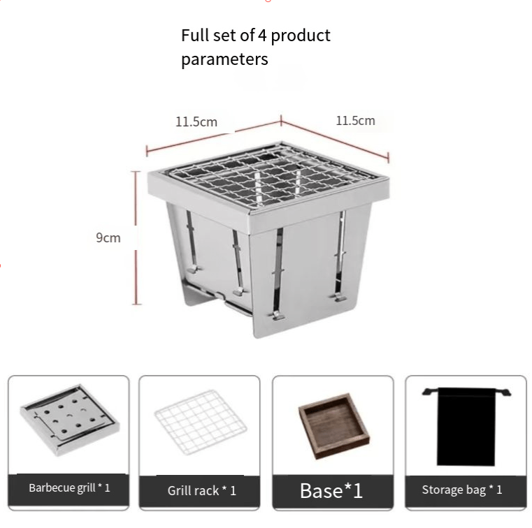 Portable Foldable Pocket Grill – Stainless Steel Outdoor BBQ Rack - Terozi
