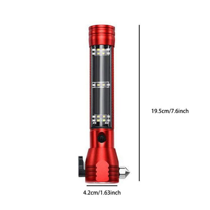 Rechargeable Solar Powered Emergency Hammer Flashlight: Alarm & Safety Tool - Terozi