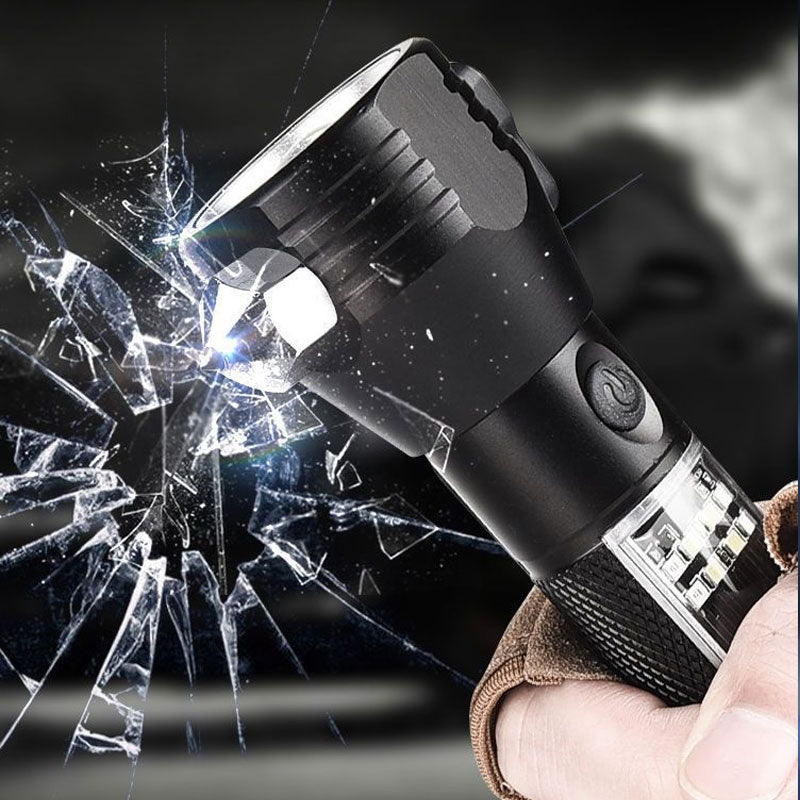 Rechargeable Solar Powered Emergency Hammer Flashlight: Alarm & Safety Tool - Terozi