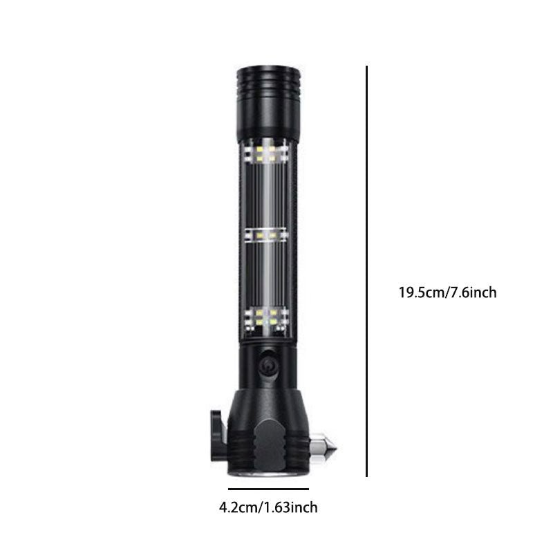 Rechargeable Solar Powered Emergency Hammer Flashlight: Alarm & Safety Tool - Terozi
