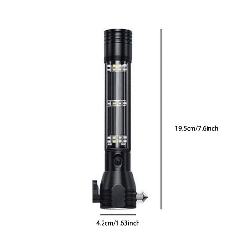 Rechargeable Solar Powered Emergency Hammer Flashlight: Alarm & Safety Tool - Terozi