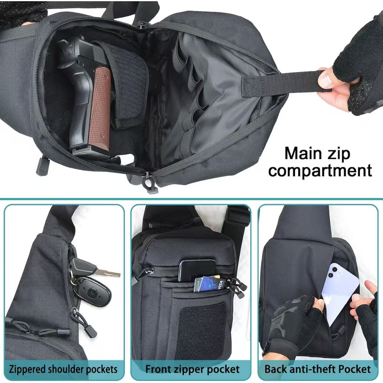 Trailguard Tactical Chest Bag with Holster – Outdoor Multi - Functional Pack - Terozi